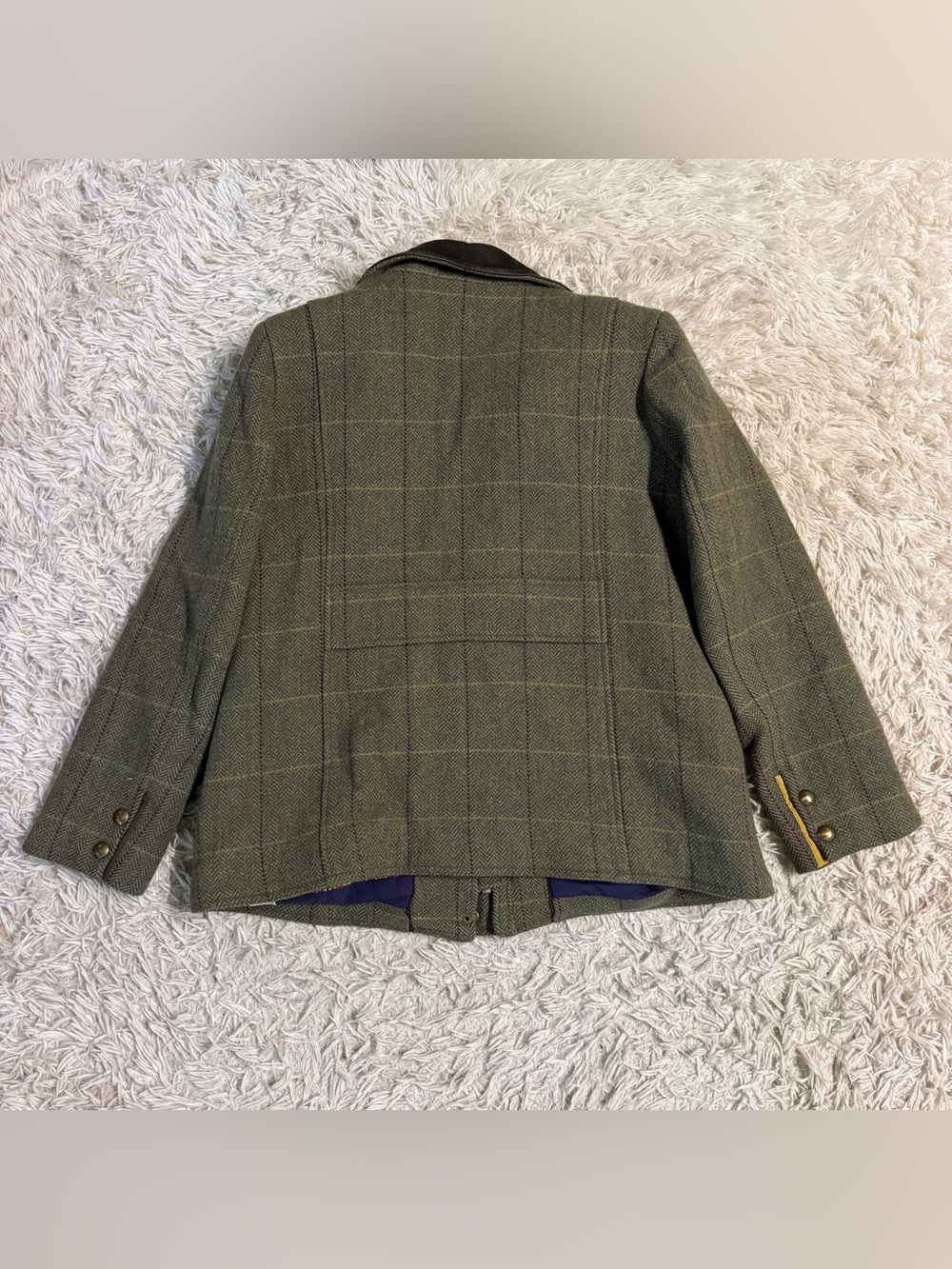 Women’s UK18/US14 Green Joules Wool Tweed Horse Riding Hunting Field Coat Jacket - Picture 3 of 5